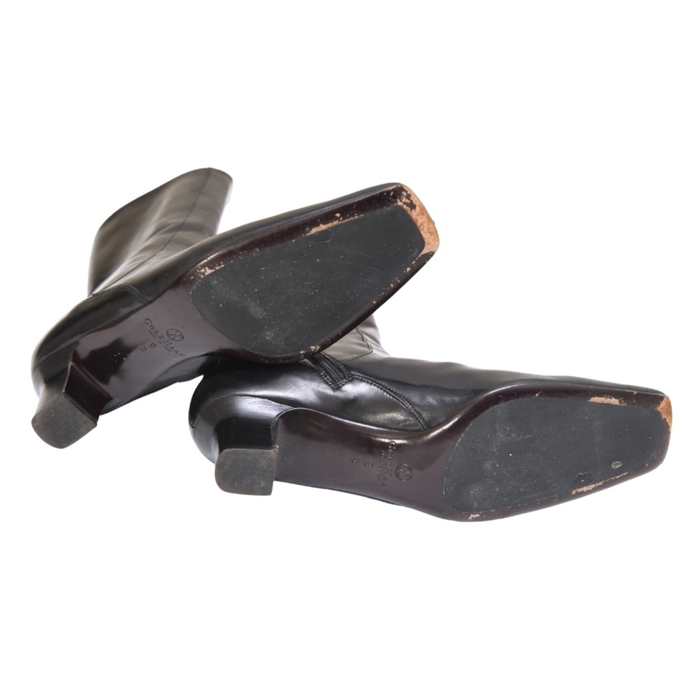 COLE HAAN Black Boots Leather Boot Mid Calf Zipper Square Toe Sz 9B - Picture 11 of 12